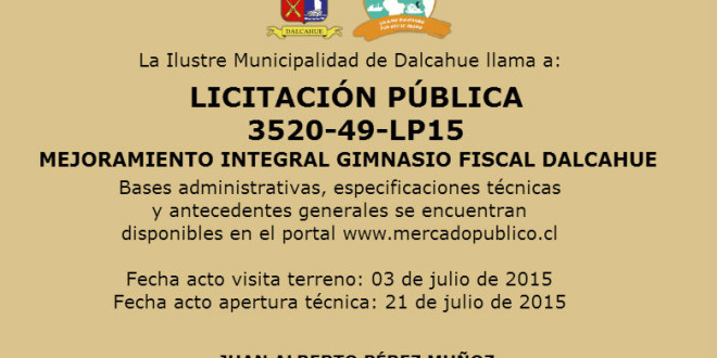 Llamado licitación Mejoramiento Integral Gimnasio Fiscal