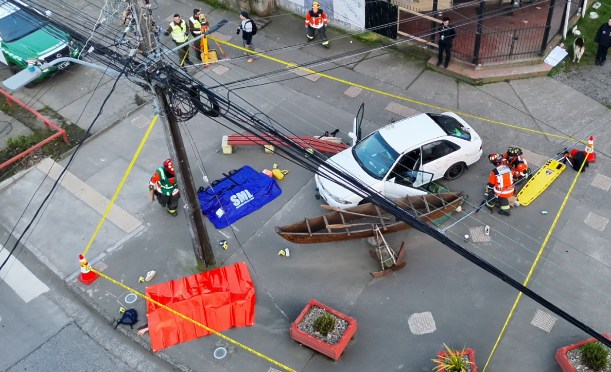 Dalcahue monta impactante simulacro de accidente